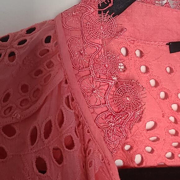 Kobi Halperin Winston Embroidered Eyelet Blouse Women’s S – Coral - Picture 3 of 11